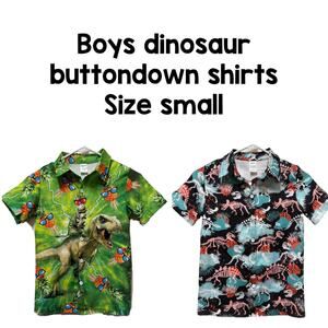 Boys Button Down Shirts Dinosaur bones Party lightweight Size Small